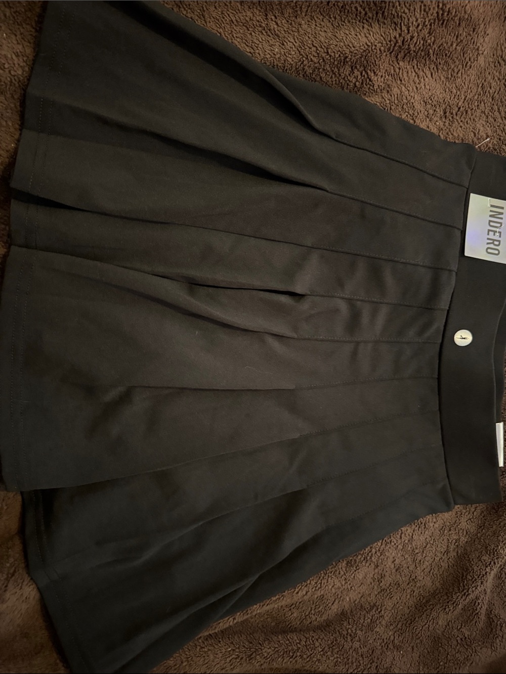 Indero Black Pleated Skater Skirt - Flattering High Waist